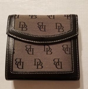 Dooney & Burke Log Fabric and Leather Black Wallet